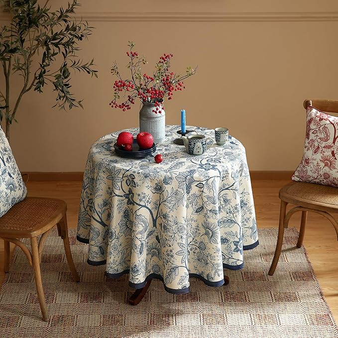 ISAENNE Designer French Linen Small Round Tablecloth, Durable Home Decor - Image 8