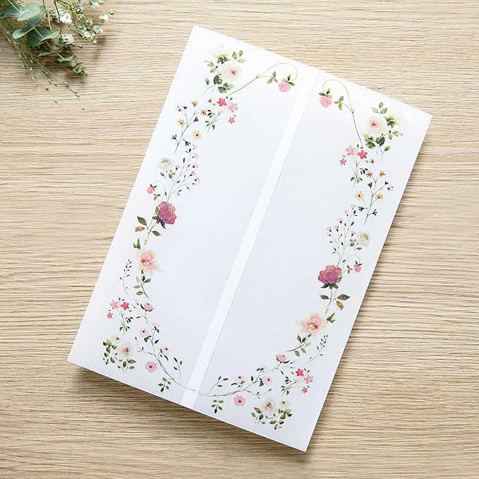 PONATIA 50PCS Vellum Jackets for 5x7 Invitation Cards- 135GSM Wild Flowers by ponatia