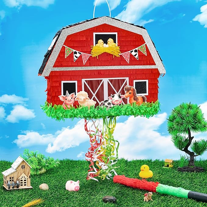 WERNNSAI Red Farm Animal Piñata - Image 2
