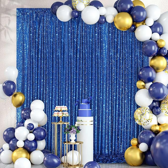 Sequin Backdrop Curtain Royal Blue Party Decorations: Glitter Photography - Image 2