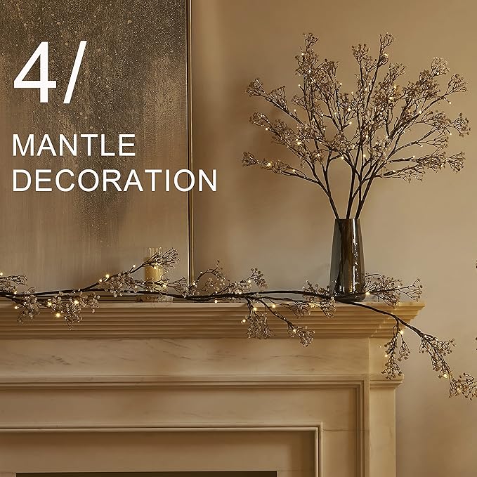 Fudios Lighted Garland Flowers for Mantle - Image 5