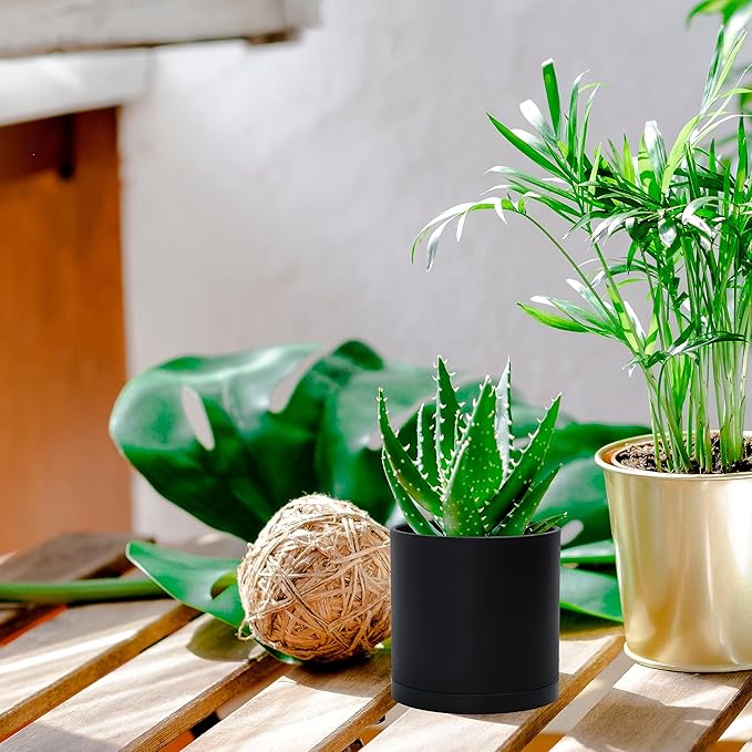 D'vine Dev 4 Pack 4.5 Inch Modern Plastic Plant Pots, Small Garden Planters - Image 3
