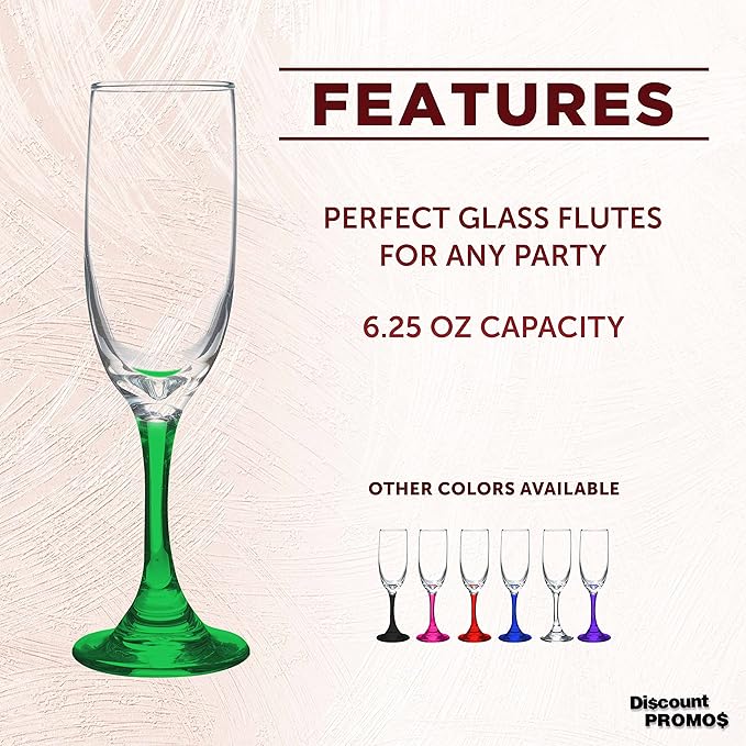DISCOUNT PROMOS Premiere Champagne Flutes 6.25 oz. Set of 10, Bulk Pack - Image 2