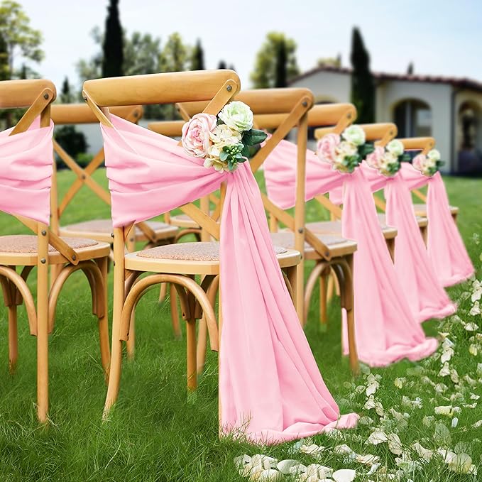 VACVELT Wedding Arch Draping Fabric Blush Pink Chiffon, 1 Panel Sheer Drapes 30 - Image 3