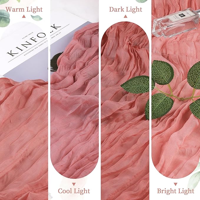 6 Pack Rose Cheesecloth Table Runner 10FT Long Boho Gauze Table Runner Rustic - Image 5