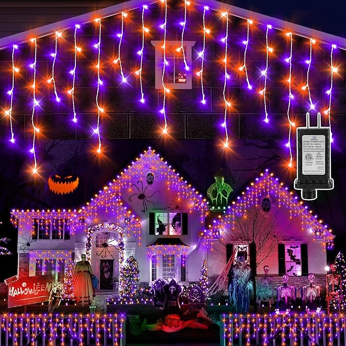 KNONEW 99FT 1216 LED Halloween Lights Decortation Orange Purple String Lights by KNONEW