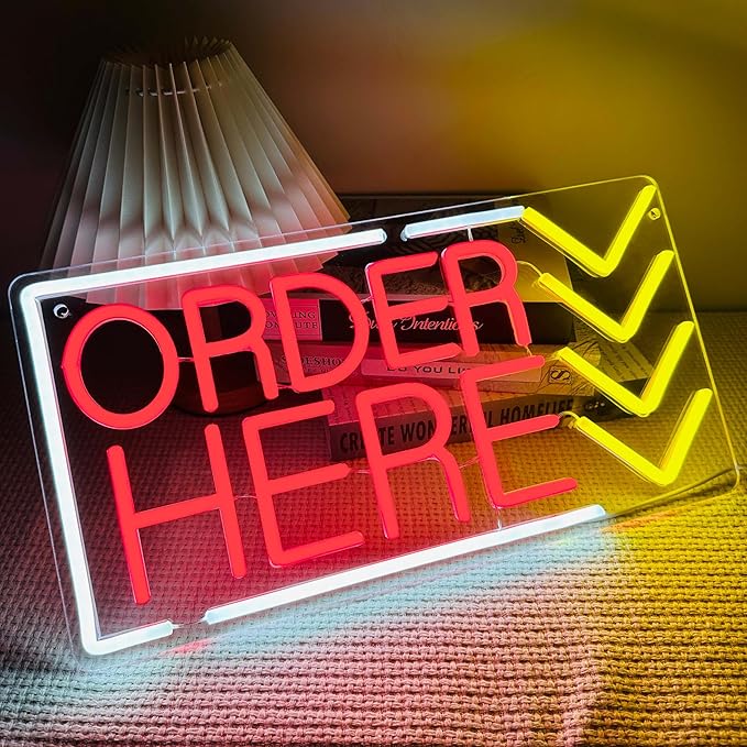 Order Here Neon Sign Red Light Up Order Here Sign by Artlast