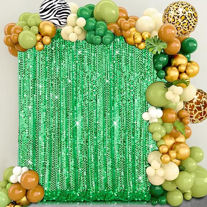 Sequin Curtain Backdrop Green Party Background - Image 5