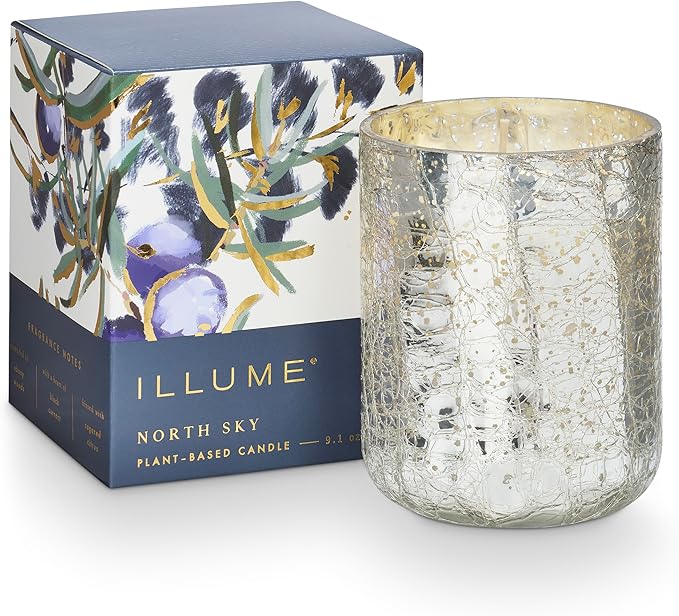 ILLUME Small Boxed Crackle Glass Candle, North Sky - Image 3
