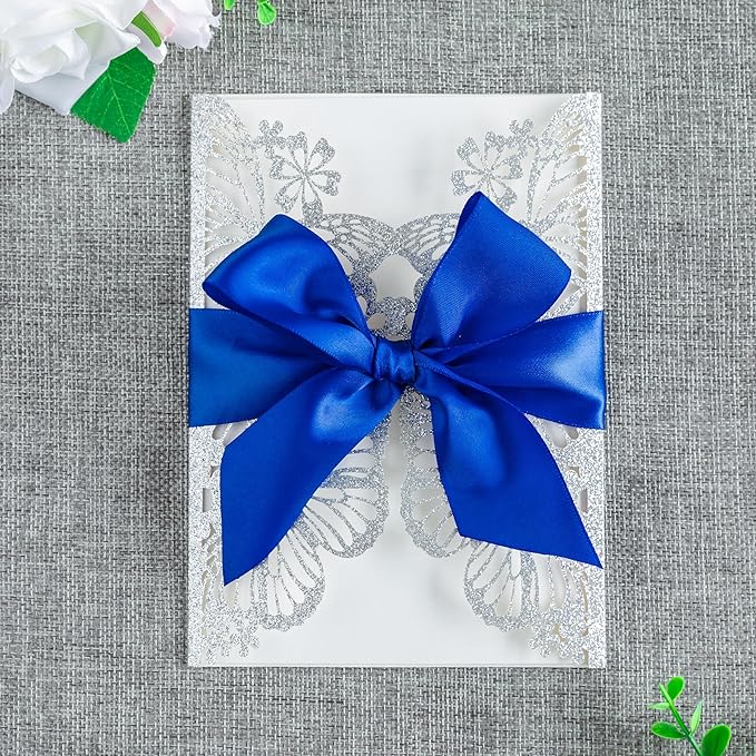 20 PCS 5.12x7.2 Butterfly Quinceanera Invitation, Laser Cut Wedding Invitation - Image 7