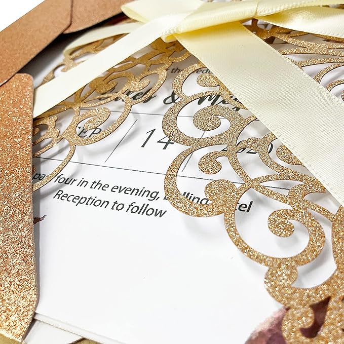 50Pcs Laser Cut Wedding Invitation - Image 5