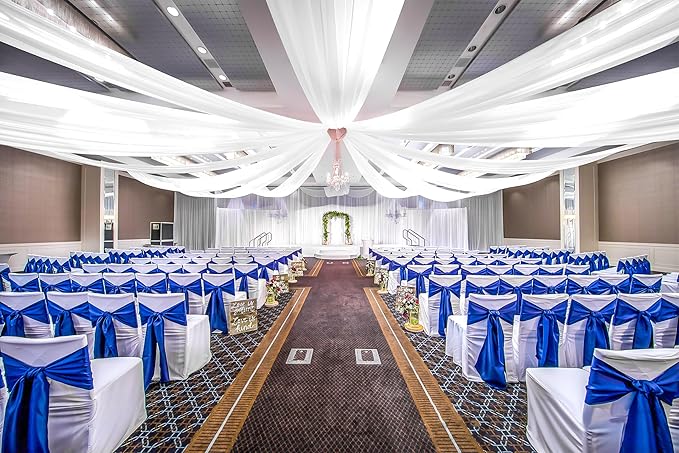 6 Panels White Ceiling Drapes for Wedding, 5ftx40ft Ceiling Drapes Cheesecloth - Image 7