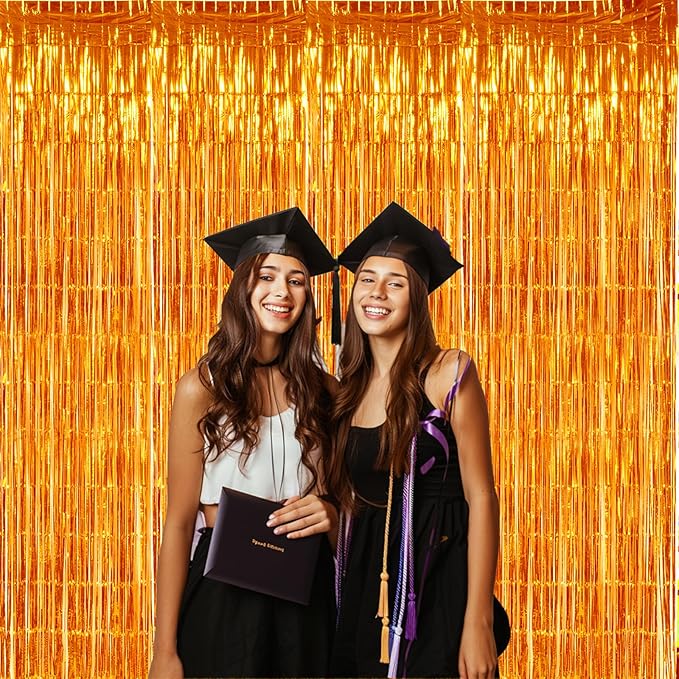 TONIFUL 3Pcs Orange Door Streamers, Photo Booth Backdrop Metallic Streamers - Image 6