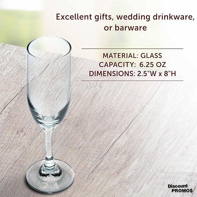 DISCOUNT PROMOS Premiere Champagne Flutes 6.25 oz. Set of 10, Bulk Pack - Image 4
