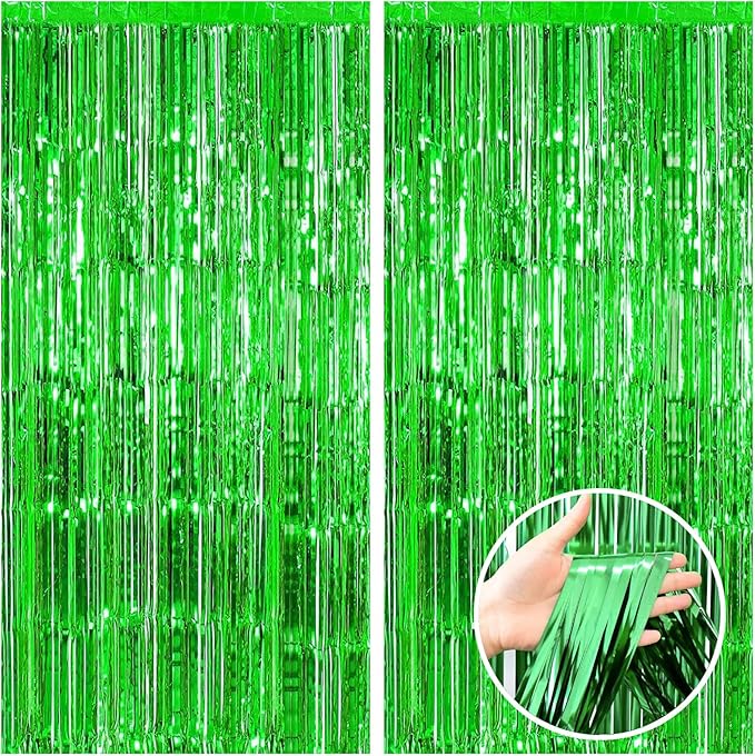 CANREVEL 2 Pack 3.3x8.2 Feet Foil Fringe Backdrop Curtains, Fringe Backdrop by CANREVEL