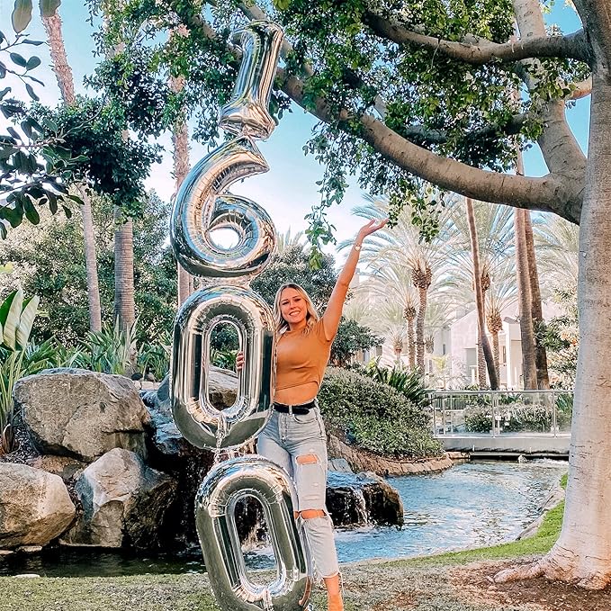 40'' Silver Number 9 Balloons for Women Men, Giant Self Inflating Foil Number - Image 9