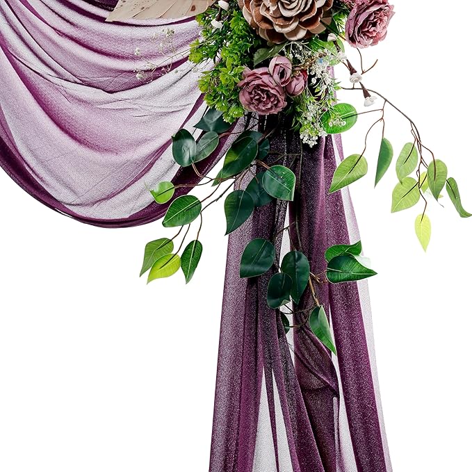 VDS Pack of 2 Panel Wedding Arch Draping Fabric Sheer Chiffon Fabric Drapery - Image 4