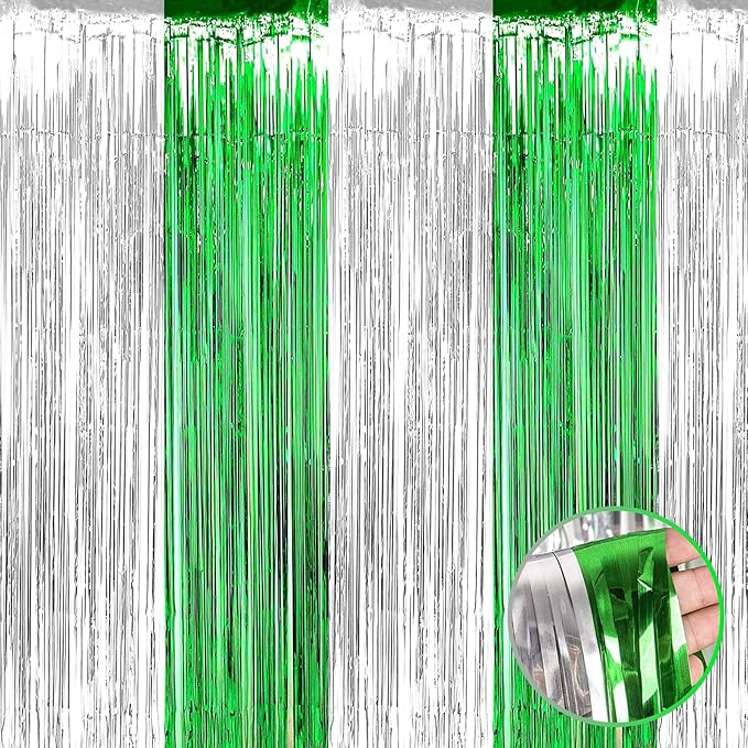 4 Pack Foil Fringe Curtain Backdrop, 3.28Ft x 8.2Ft Metallic Tinsel Foil Fringe by Unknown
