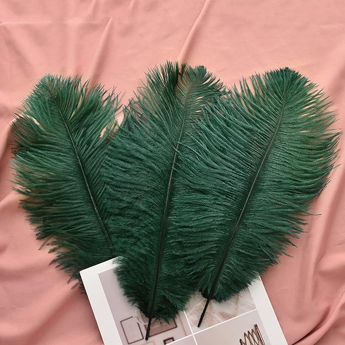 Ballinger Blackish Green Ostrich Feathers Bulk- 24pcs 8-10inch - Image 5