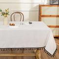 MYSKY HOME Table Cloth 60x60 in Rectangle Table, Heavy Duty Cotton Tassel Linen by MYSKYHOME