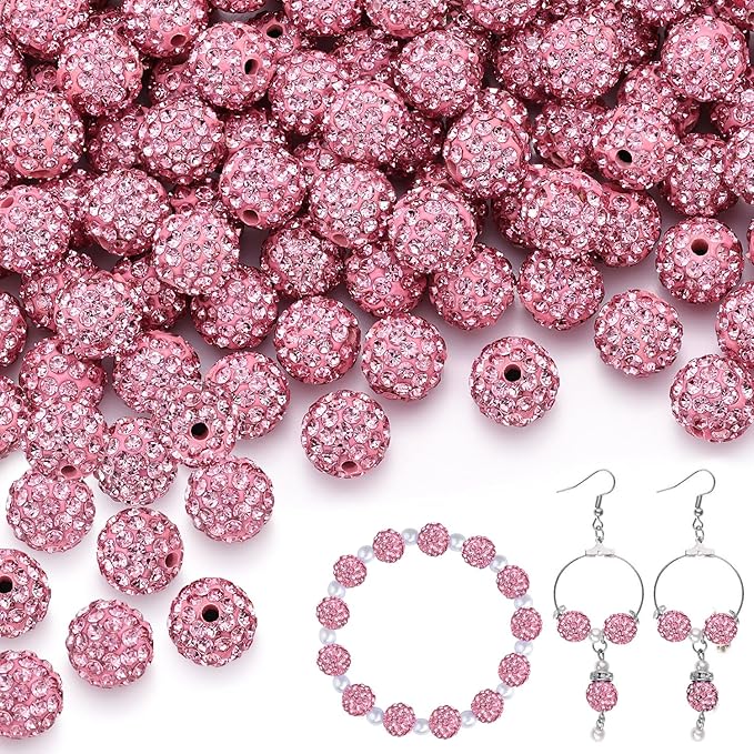 200pcs 10mm Pink Rhinestone Beads by TINKRSTUFF
