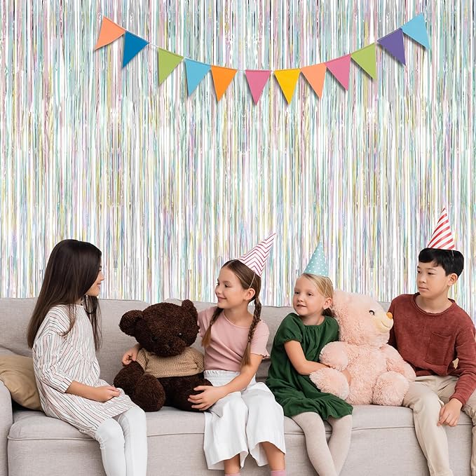 2 Pack Backdrop Curtains, 3.28 FT x 7.05 FT Laser Silver Fringe Curtains - Image 7