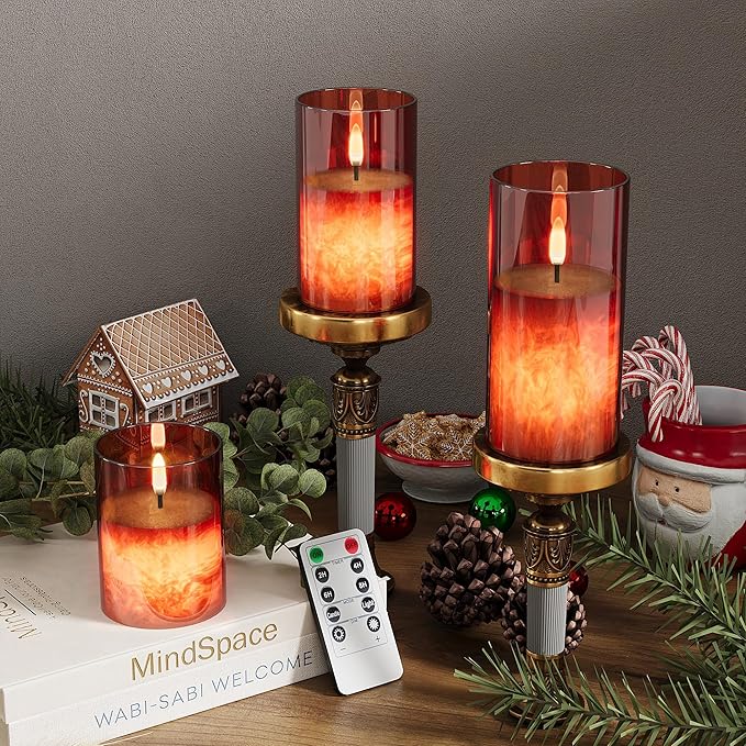 Ice Crystal Real Wax Glass Flameless Candles - Image 3