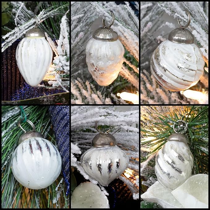 AuldHome Mercury Glass Finial Ornaments; Distressed Metal Antique Style - Image 2