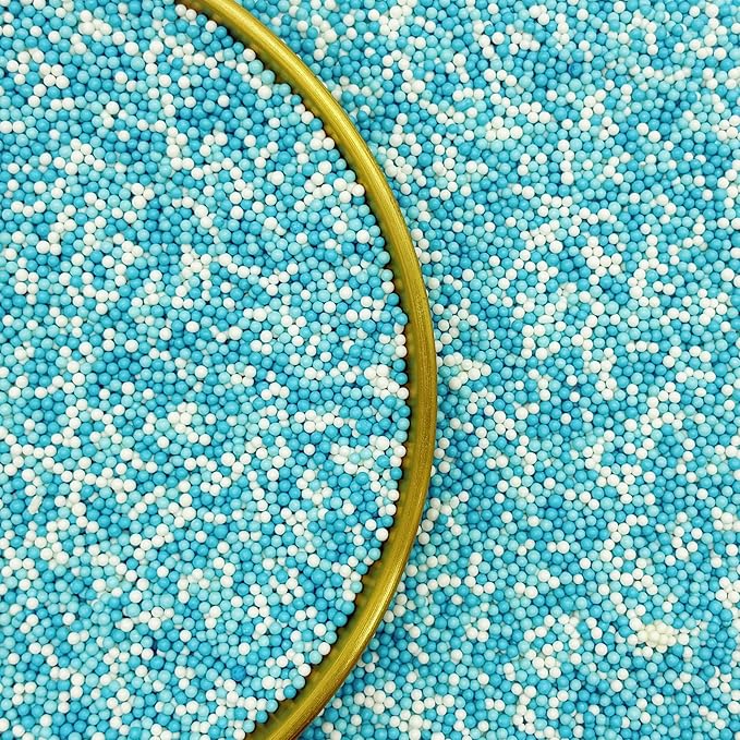 Edible Blue Series & White Sprinkles Candy 2mm Mini Pearls Cake Decorations - Image 2