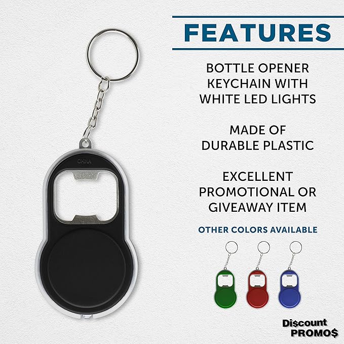 Bottle Opener & LED Keychains Set of 10, Bulk Pack - Image 2