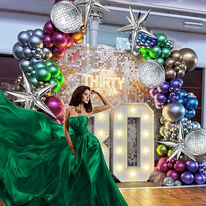 Metallic Balloon garland kit 150PCS Hot Pink Purple Green Blue Silver Gold - Image 5