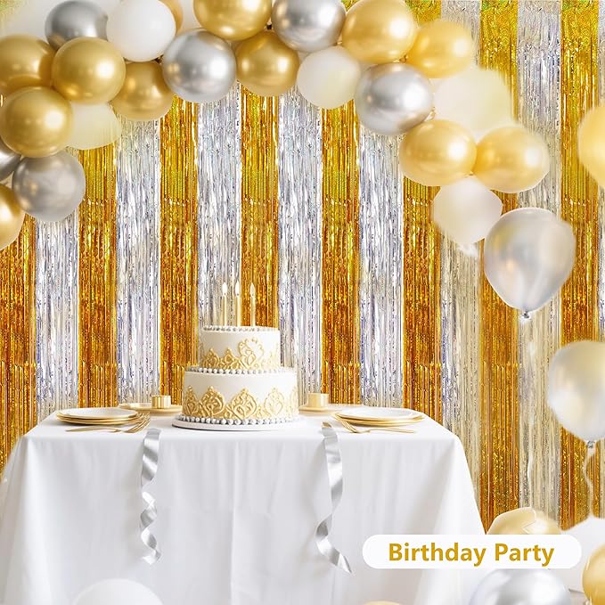 BEISHIDA Gold Silver Door Streamers Backdrop Foil Fringe Tinsel Party Streamers - Image 6