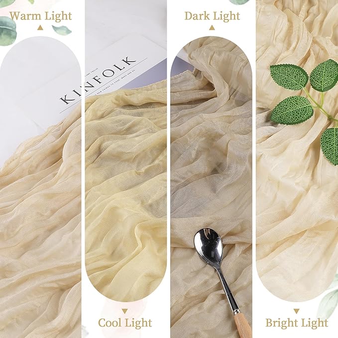 Cheesecloth Table Runner 10FT Long Boho Gauze Table Runner Rustic Sheer Runner - Image 5
