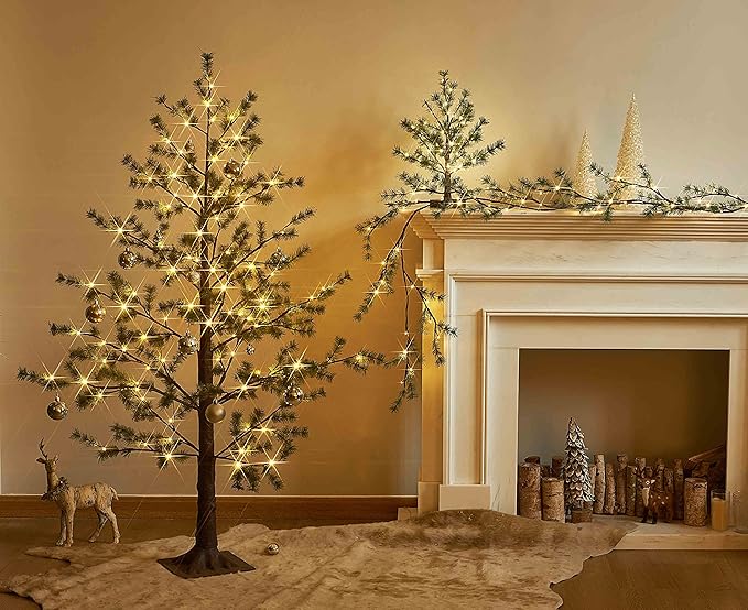 LITBLOOM Lighted Christmas Pine Tree 60 Fairy Lights Battery Operated or USB - Image 3