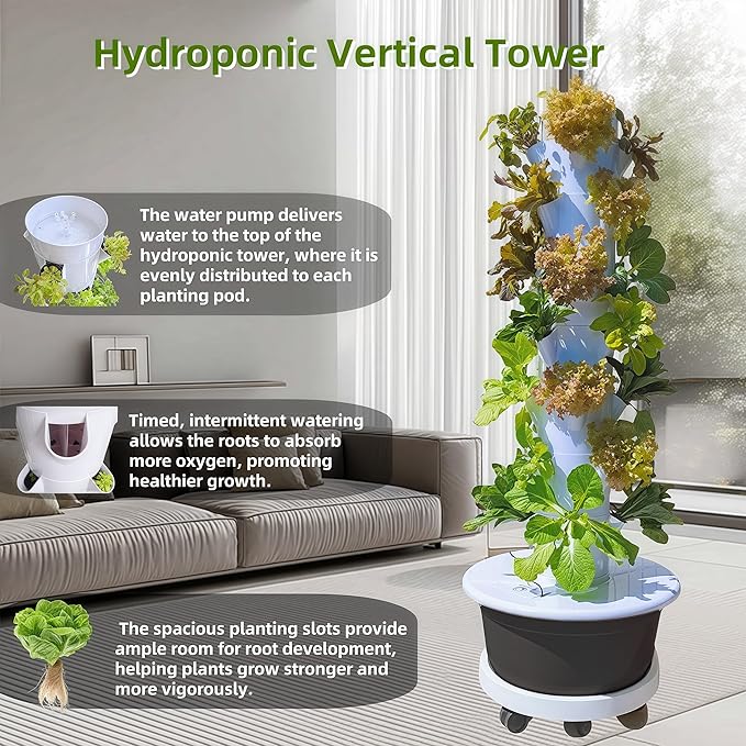 Hydroponic Growing System Kit, Indoor&Outdoor Vertical Hydroponic Growing Garden - Image 5