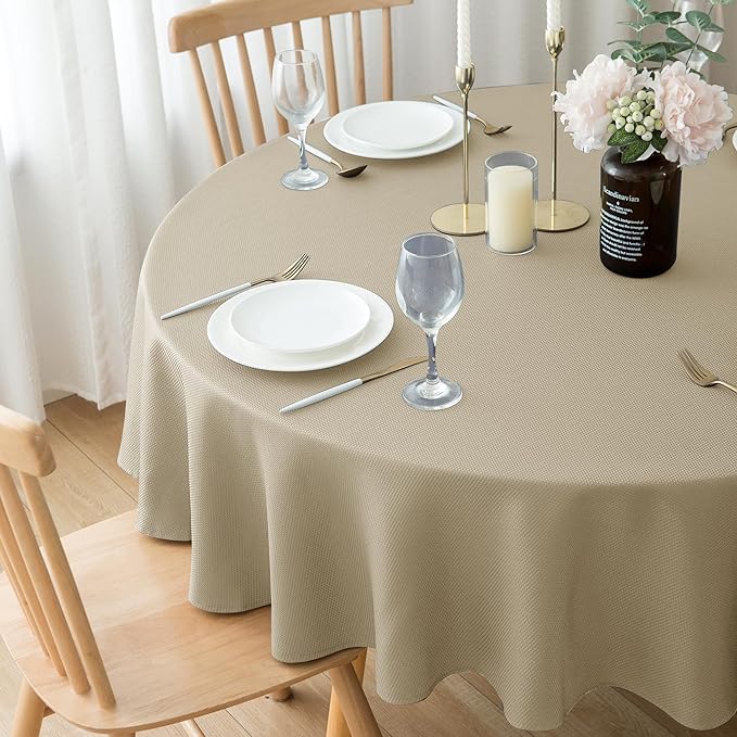 Biscaynebay 2 Pack Textured Fabric Round Tablecloths 60'' - Image 6