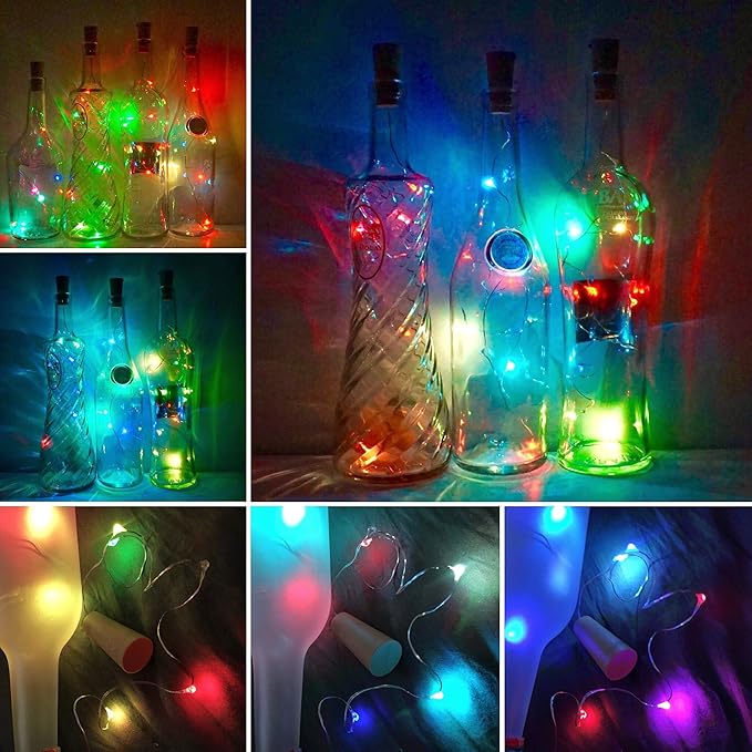 Wine Bottle Lights with Cork, 10 Pack Battery Operated 10 LED Cork Shape Silver - Image 5