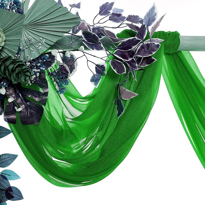 VDS Pack of 2 Panel Wedding Arch Draping Fabric Sheer Chiffon Fabric Drapery - Image 3