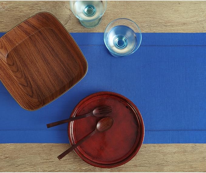Solino Home Linen Royal Blue Table Runner 90 Inches Long - Image 3