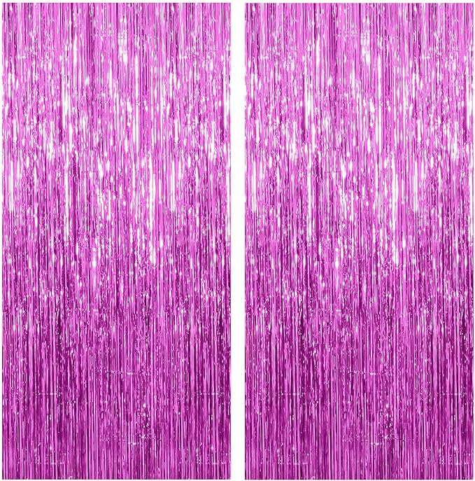 2 Pack Hot Pink Backdrop Curtain Party Streamers Hot Pink Birthday Decorations by KEJ