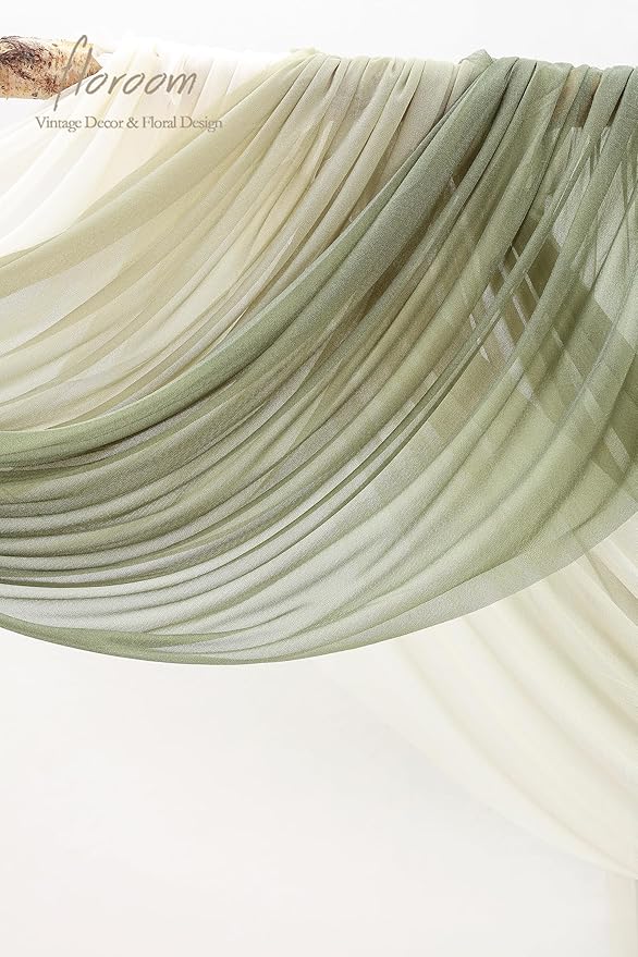 Floroom Wedding Arch Draping Fabric 3 Panels 20Ft Chiffon Fabric Drapes Arbor - Image 3
