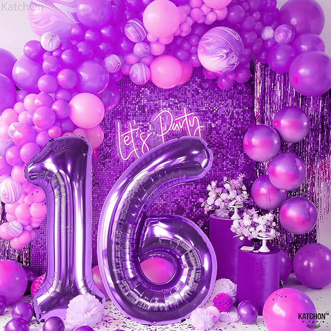 KatchOn, 40 Inch | Mylar 16 Balloon Numbers Purple - Image 6