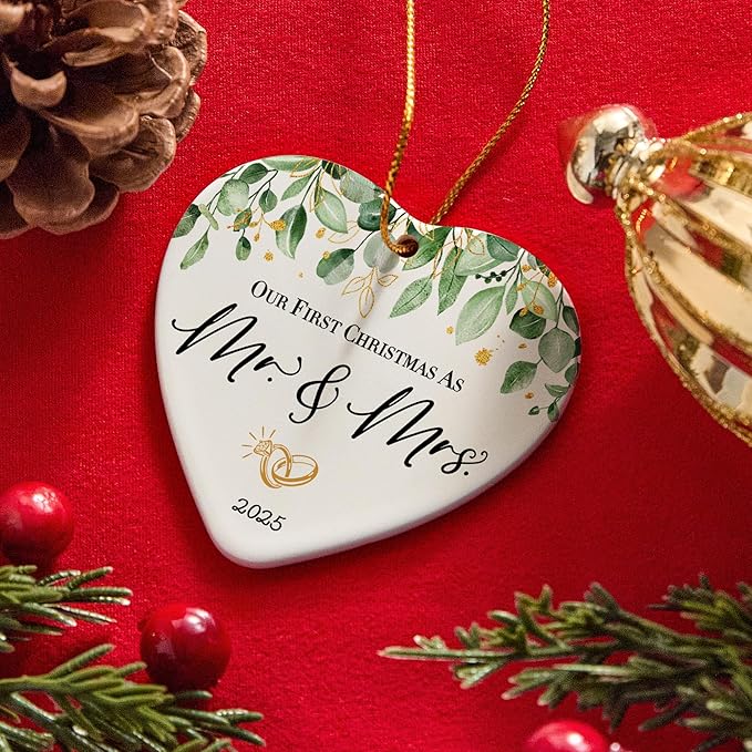 Wedding Gifts for Couples 2025, First Christmas Married Ornament 2025 Mr and - Image 4