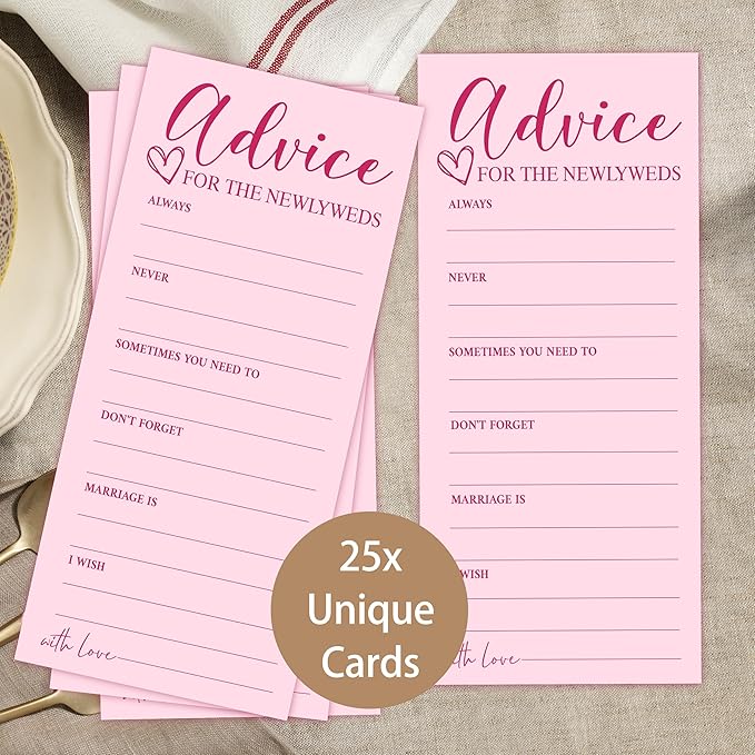 25 Wedding Advice Cards for Bridal Shower Games, 4X9 Inch Minimalist Guest - Image 3