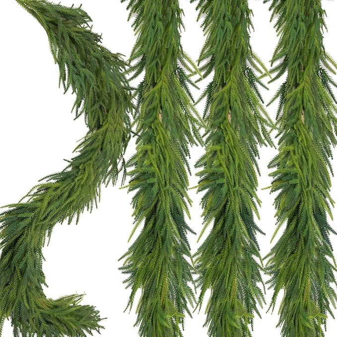 1 Pcs Artificial Norfolk Pine Garlands Christmas, 6 FT Dense Real Touch Winter by Oleitodh