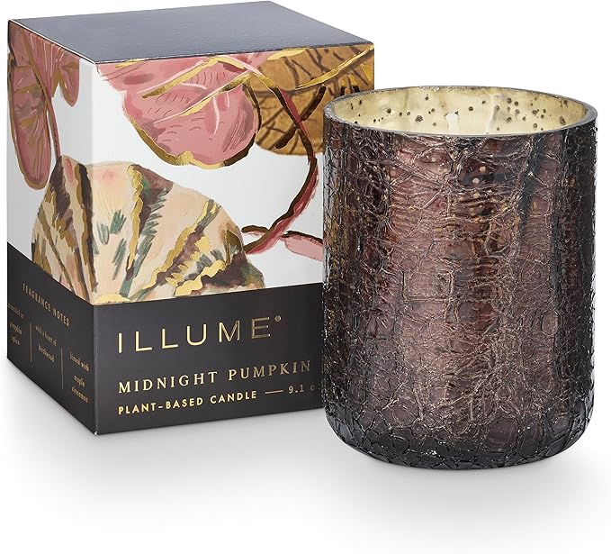 ILLUME Noble Holiday Midnight Pumpkin Small Crackle Glass Candle - Image 2