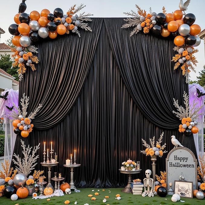 10x10 ft Black Glitter Backdrop Curtain - Image 7