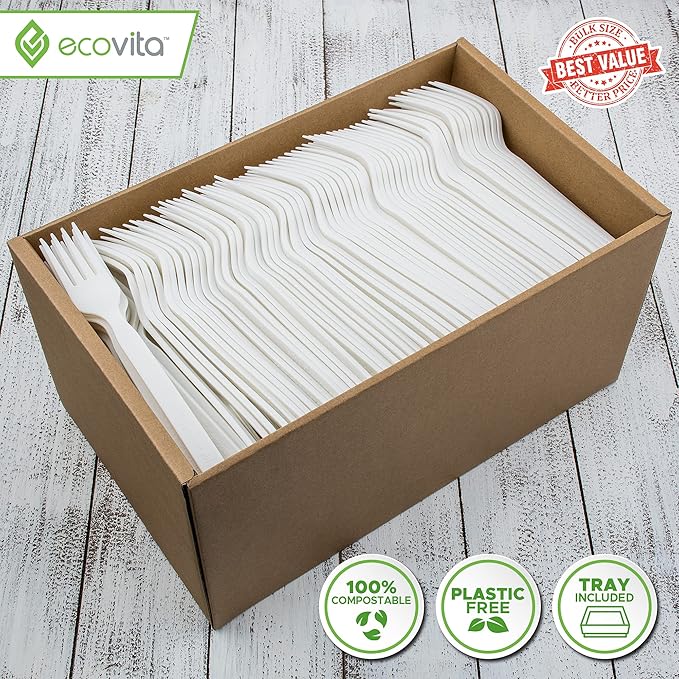 Ecovita 100% Compostable Forks - Image 2