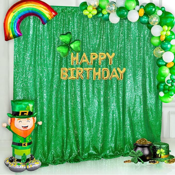QueenDream Green Sequin Backdrop Curtain Party Backdrop Curtain 8ft x 8ft - Image 3