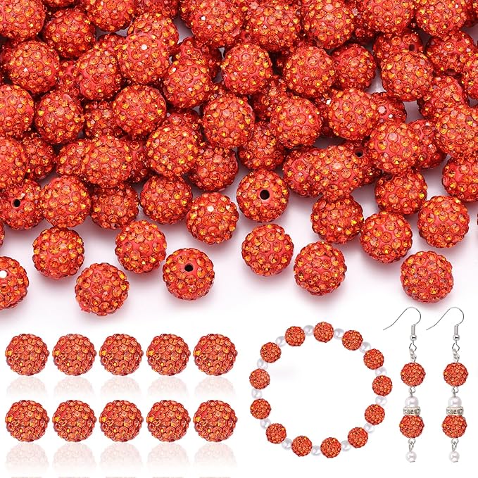 200pcs 10mm Rhinestone Beads for Jewelry Making, Sparkle Crystal Clay Christmas by TINKRSTUFF
